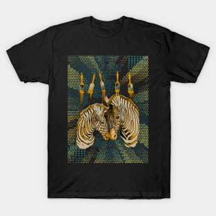 Yellow zebras, Halftone, retro, vintage, old scool, paint fun, 80 s, 70 s T-Shirt